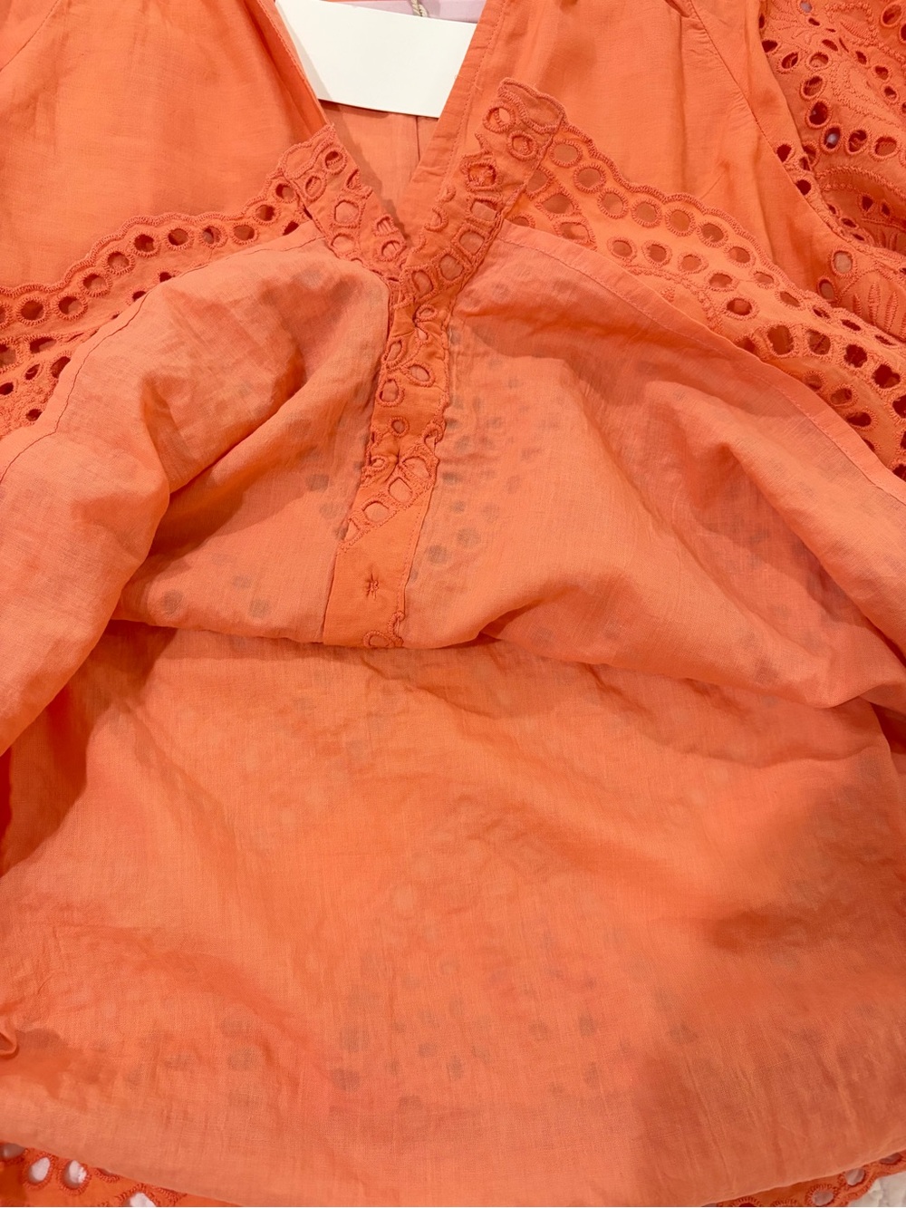 NWT SZ L Anthropologie Ollari New York Orange Eyelet Button-Front Blouse - Picture 8 of 9